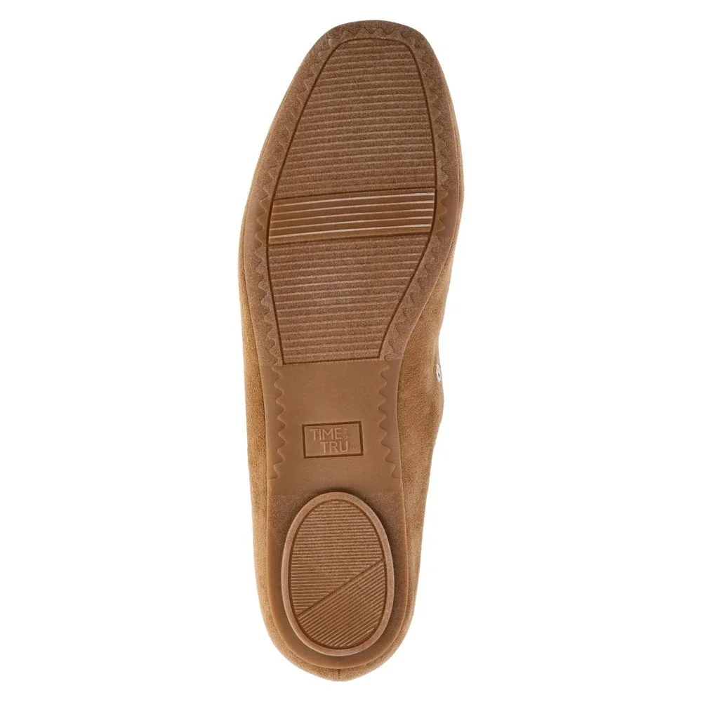 Time and Tru Corset Flat Brown Faux Suede Grommet Lace Up Women Shoes 7‎
